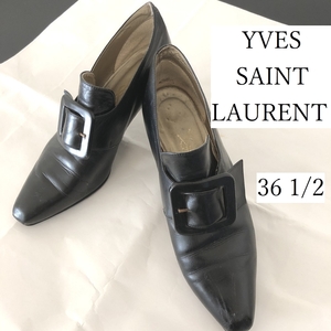 イヴ・サンローラン（YSL）バックルモチーフ　レザーパンプス　ブラック　23.5