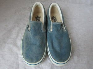 VANS SLIP ON（バンズ スリッポン）（V98CL CCW）　ウォッシュ加工 色落ち青デニム　　23㎝　US5　　　着用少　　ok2309A