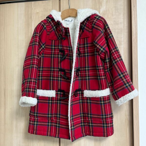 【used美品】アニエスベー agnes b. ENFANT チェック柄 ダッフルコート 6ans 子ども用