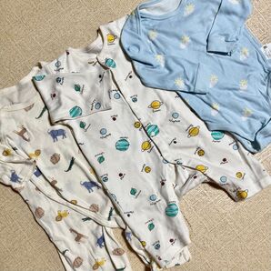ロンパース 3枚セット Birthday 50-70 & Uniqlo 80