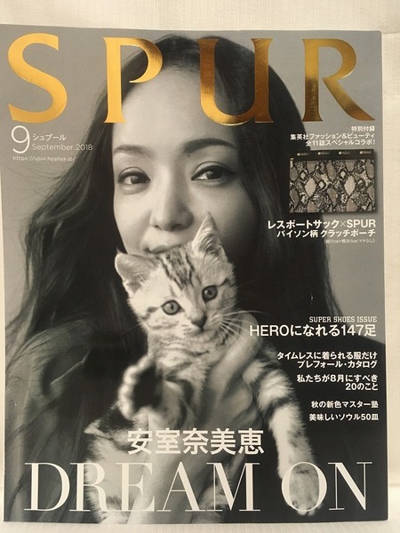 SPUR★2018年9月号安室奈美恵・棚橋弘至・美味しいソウル50皿★付録無・雑誌のみ・シュプール