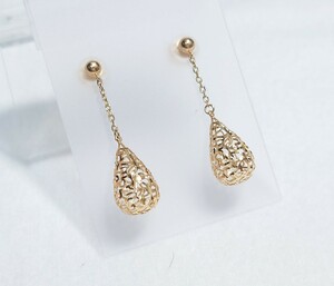 ... carving! K18 metal earrings (GA-187)