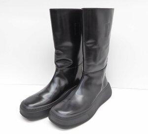 PRADA プラダ BLACK LEATHER BOOTS size:8 約26cm ブーツ 靴 △WP1731