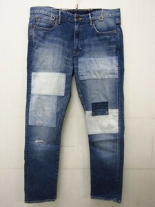 JAPAN BLUE JEANS ジャパンブルー CALIF DENIM Malibu カリフ マリブ リペア加工 ストレッチ スリム デニムパンツ SIZE:W34 ⊥FG6567