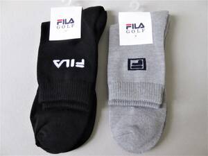 FILA フィラ カジュアル ロゴ入り ソックス 靴下 2足セット　黒灰　25-27cm　②