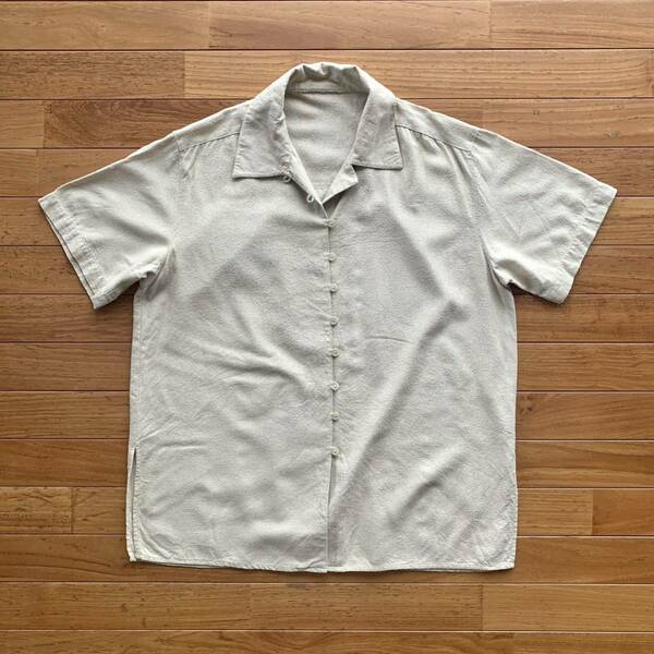 Token シルクネップシャツ 半袖オープンカラーシャツ ベージュ ブラウス