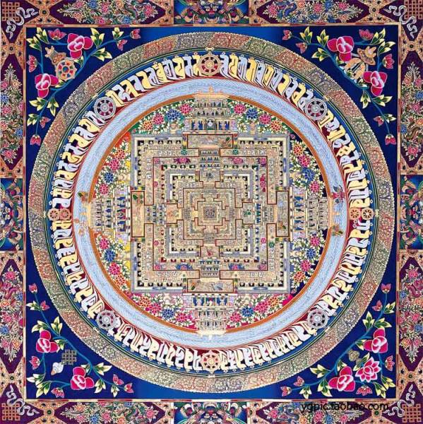 Das Nonplusultra des tibetischen esoterischen Buddhismus ◆ Kalachakra-Mandala ◆ Buddhistische Kunst 40 cm, Malerei, Japanische Malerei, Person, Bodhisattva