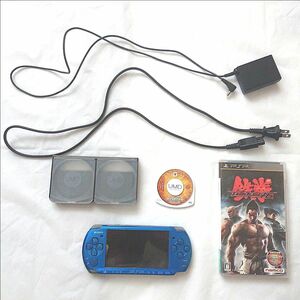 PSP プレイステーションポータブル SONY PSP-3000 ブルー おまけソフト付き 麻雀 鉄拳6 携帯ゲーム機
