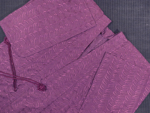 ★【夏上っ張り】梅紫色 色無地 抽象文 レース 洗える着物 コート 丈81　TAM I04001風楽