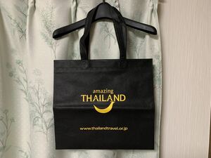 美品 Amazing Thailand アメイジングタイランド タイフェスティバル ショッピングバッグ トートバック エコバッグ 不織布 黒色 ブラック