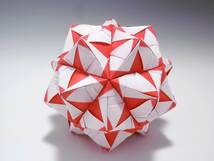 くす玉　30枚組　折り紙　ユニット　O-7　赤色　kusudama　origami　ハンドメイド_画像6