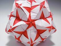 くす玉　30枚組　折り紙　ユニット　O-7　赤色　kusudama　origami　ハンドメイド_画像9