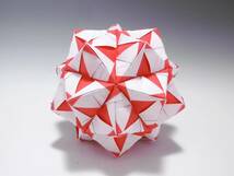くす玉　30枚組　折り紙　ユニット　O-7　赤色　kusudama　origami　ハンドメイド_画像1
