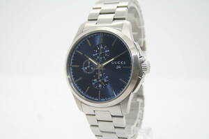 【良品 保障付 動作確認済】GUCCI G Timeless Chronograph Date 126.2 Quartz Blue Dial Mens Watch グッチ クロノグラフ クオーツ #W579