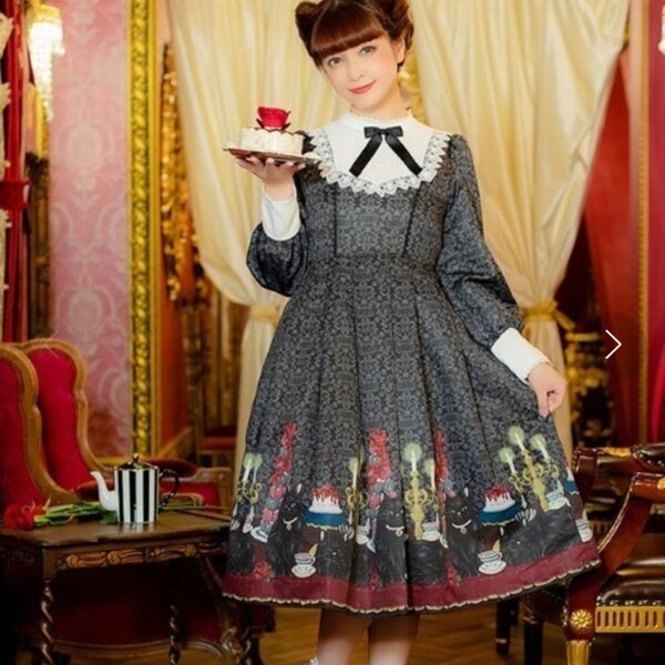 axes femme kawaii ハロウィンコーデ 猫お茶会JSK ワンピース 新品未開封品 黒猫 ゴシック ロリータ