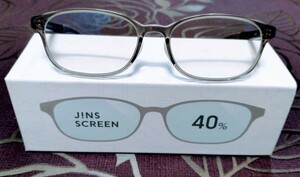 ★送料無料/中古/美品【JINS SCREEN BLUE LIGHT 40％CUT Light gray ジンズ ブルーライトカット PC眼鏡】★