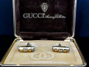 ◎№4362◎■良品■グッチ【GUCCI】【シルバー・ゴールド】■カフス♪