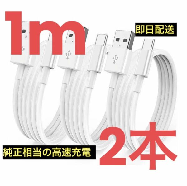 在庫売り尽くしセール【即日配送】Apple・Android純正同等 USB-C ケーブル　2セット1m 急速充電モデル