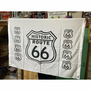 ルート66 HISTORIC ROUTE66フラッグ （ホワイト）ルート66雑貨 アメリカン雑貨 アメリカ雑貨 アメ雑