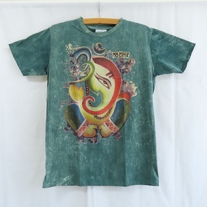 〓 新品 〓 アジアン Tシャツ 〓　ガネーシャ　神様　ゾウ　フェス　エスニック　男女兼用　ウォッシュ加工　おしゃれ　〓E543