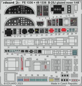 エデュアルド(FE1336) 1/48 B-25J glazed nose用内装エッチングパーツ(HKM用)