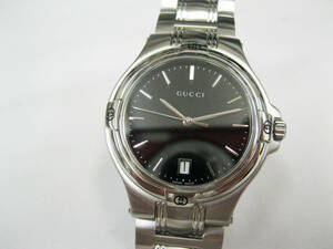 * genuine article * Gucci GUCCI gentleman for wristwatch 9040M black face * as good as new *