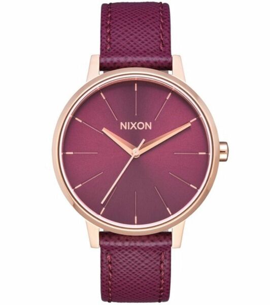 【新品】NIXON Kensington ボルドー&ローズゴールド レザー時計