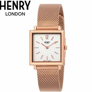 【新品】HENRY LONDON スクエアダイヤル ピンクゴールド&ホワイト