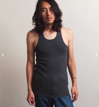 AVIREX リブ タンクトップ BACK CROSS チャコール XLサイズ / 《DAILY》RIB TANK TOP バッククロス デイリーウェア アビレックス_画像3