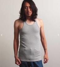 AVIREX リブ タンクトップ BACK CROSS グレー Lサイズ / 《DAILY》RIB TANK TOP バッククロス 灰色 デイリーウェア アビレックス_画像3