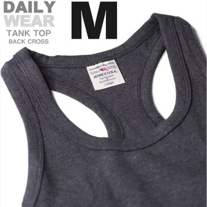 AVIREX リブ タンクトップ BACK CROSS チャコール Mサイズ / 《DAILY》RIB TANK TOP バッククロス デイリーウェア アビレックス