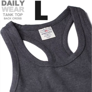 AVIREX リブ タンクトップ BACK CROSS チャコール Lサイズ / 《DAILY》RIB TANK TOP バッククロス デイリーウェア アビレックス