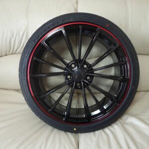 W5937 パサートヴァリアント 3C系 2014年～ セダン、エステート (235/40R19) (19インチ,ブラックリムレッド,ホイール,タイヤ付,1台分)