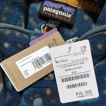 新品 定価16500 patagonia パタゴニア ライトウェイト シンチラ スナップ T プルオーバー L ネイビー 総柄 フリース ジャケット メンズ_画像7