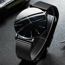 新品 最新 メンズ腕時計 スチールステン ファッション 薄型 時計 スポーツ腕時計 ブラック_画像1