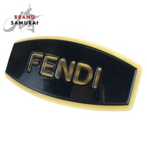 FENDI フェンディ ブラック 黒 ゴールド金具 プラスチック バレッタ 髪飾り レディース 403507