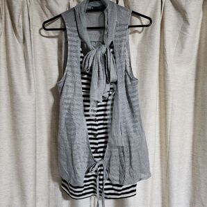 重ね着風 ノースリーブチュニック グレー Msize