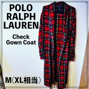【美中古】POLO RALPH LAUREN Check Gown Coat Mサイズ XL相当 ポロラルフローレン ガウン コート チェック