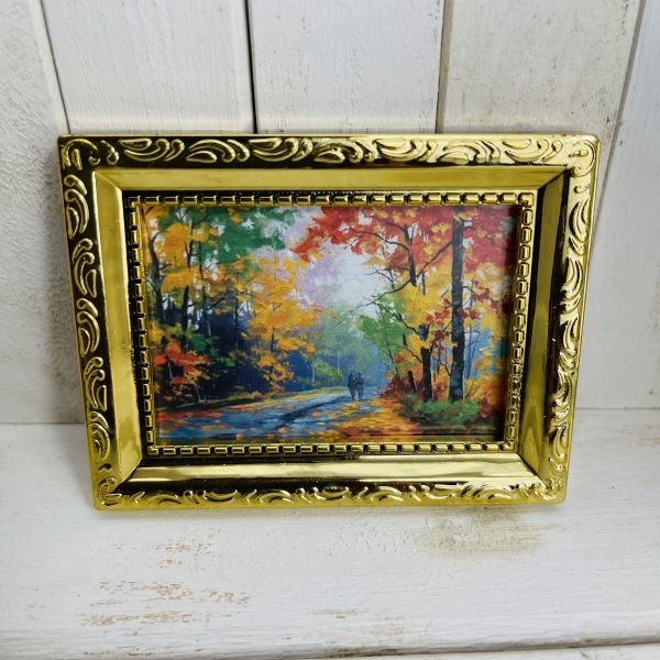 p136◆A road with beautiful autumn leaves◆ Doll House Miniature Painting Picture Mural Figure Painting Fine Art Painting Doll House Blythe Blythe Re-ment, toy, game, doll, character doll, Dollhouse