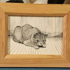 猫　ボールペン画