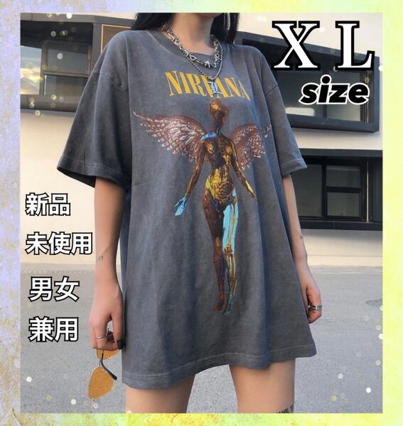 Tシャツ ■Nirvana ニルヴァーナ■ プリントバンド　ロック ダークグレー USA ビンテージ 90s 半袖