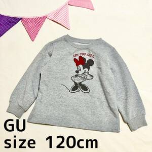 GU トレーナー 120cm ミニー ディズニー disney 裏起毛 長袖 スウェット グレー 子供服 キャラクター 同梱で送料無料