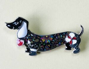 Dachshund Dachs Dog Broch Charm модный красочный черный красный