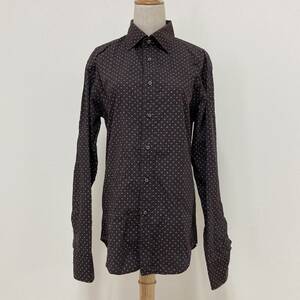 a03180 ZARA MAN ザラマン メンズ シャツ 長袖 薄手 スペイン製 シック L ブラウン コットン100％ 上質 上品 ベーシックカジュアルスタイル