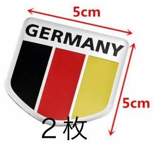 ドイツ国旗　アルミ ステッカー 2枚 メルセデスベンツ、BMW、アウディ、フォルクスワーゲン