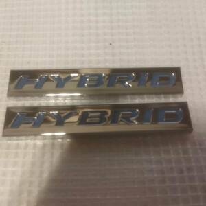 【送料込】HYBRID（ハイブリッド) エンブレムプレート 青文字　縦1.0cm×横6.0cm　2枚組　金属製　