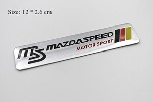 【送料込・在庫有】MAZDA SPEED(マツダスピード) エンブレムプレート 赤 縦2.６cm×横12cm アルミ製 MS