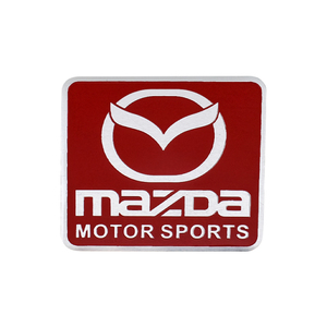 【送料込】MAZDA MOTOR SPORTS 3Dエンブレムプレート レッド 縦5.5cm×横6cm アルミ製 マツダ