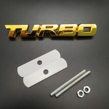 【送料込】TURBO 3Dエンブレム(Fグリル用) ゴールド　金属製 ターボ車 HKS IHI ギャレット トラスト　_画像1