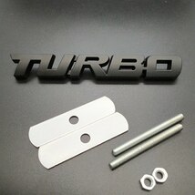 【送料込】TURBO 3Dエンブレム(Fグリル用) マットブラック 金属製 ターボ車 HKS IHI ギャレット トラスト　_画像1